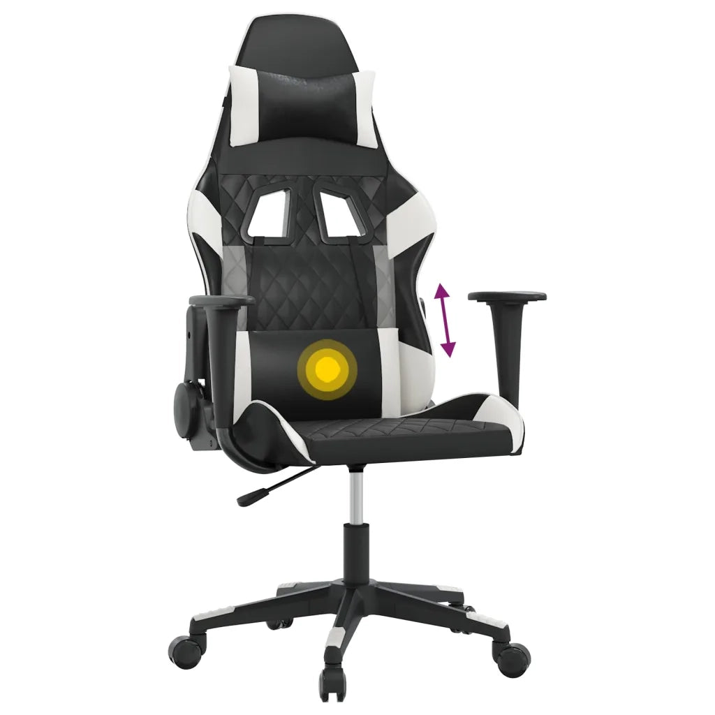 Sedia da Gaming Massaggiante Nera e Bianca in Similpelle 345516