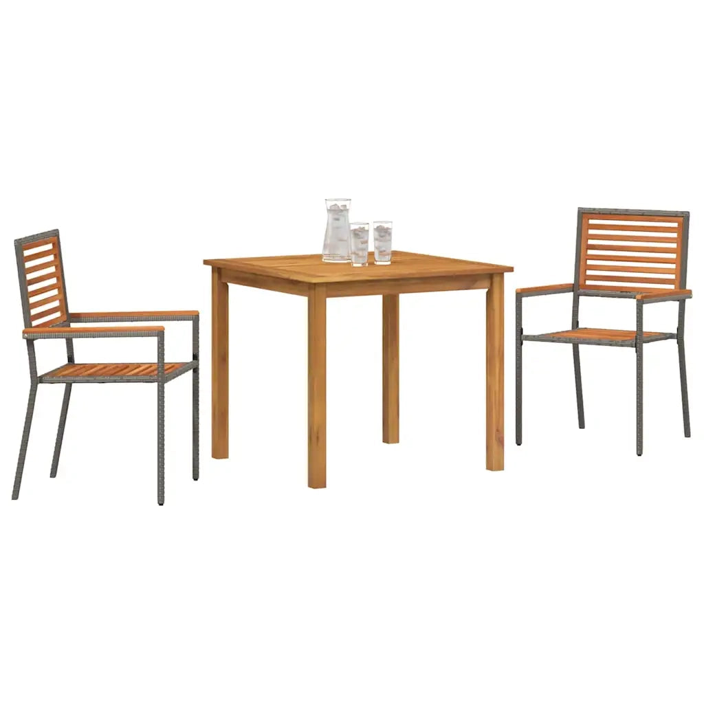 Set da Pranzo per Giardino 3 pcs Grigio