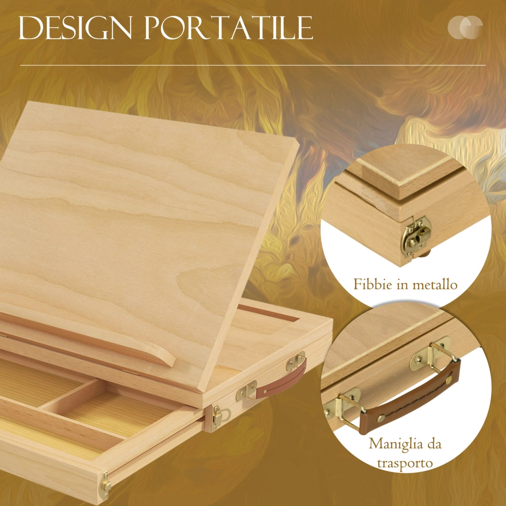 Cavalletto per Pittura Pieghevole in Legno con Cassetto ¨C Minimal ¨C 33.5x26x26 cm