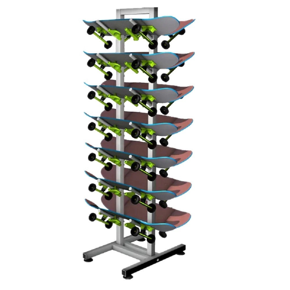 Trade Shop - Porta Skateboard A 7 Strati In Metallo Nero Da Terra Per Esposizione Del Negozio -