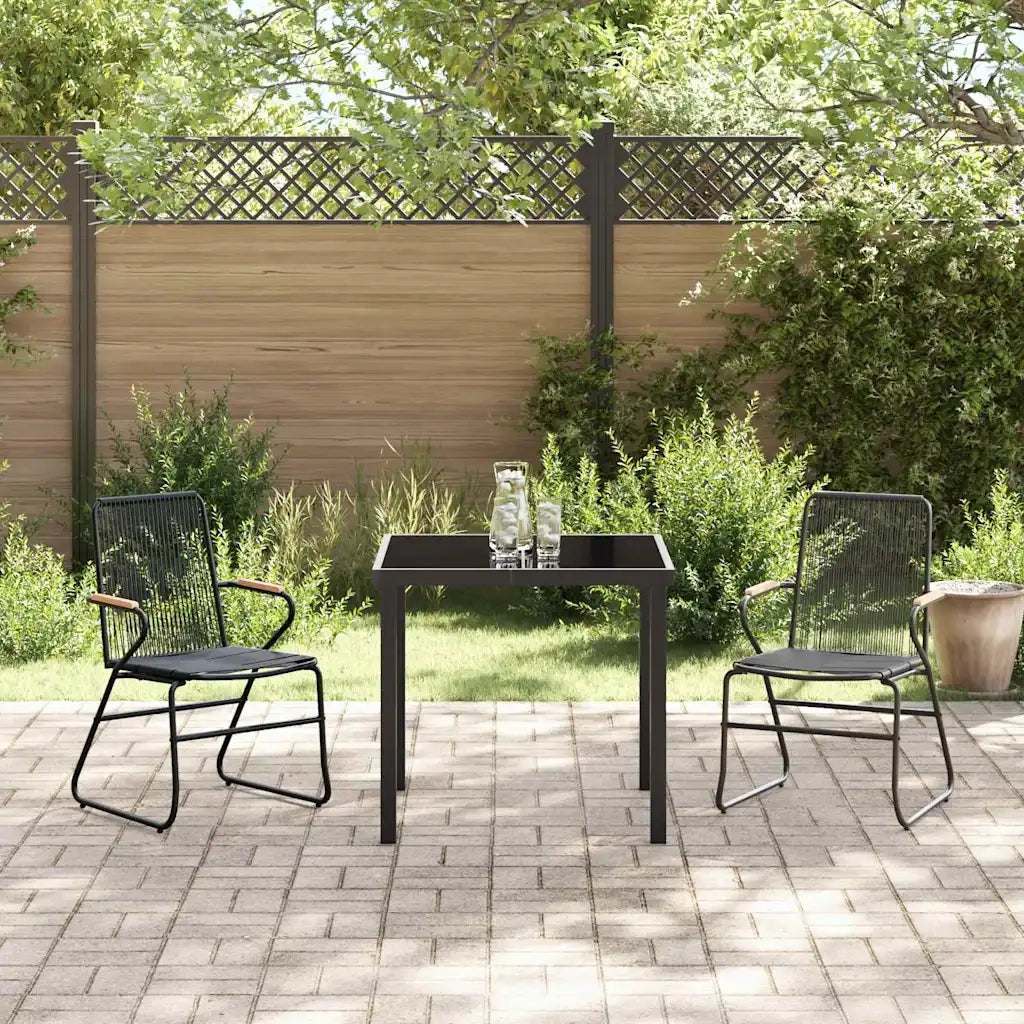 Set da Pranzo per Giardino 3 pcs Nero