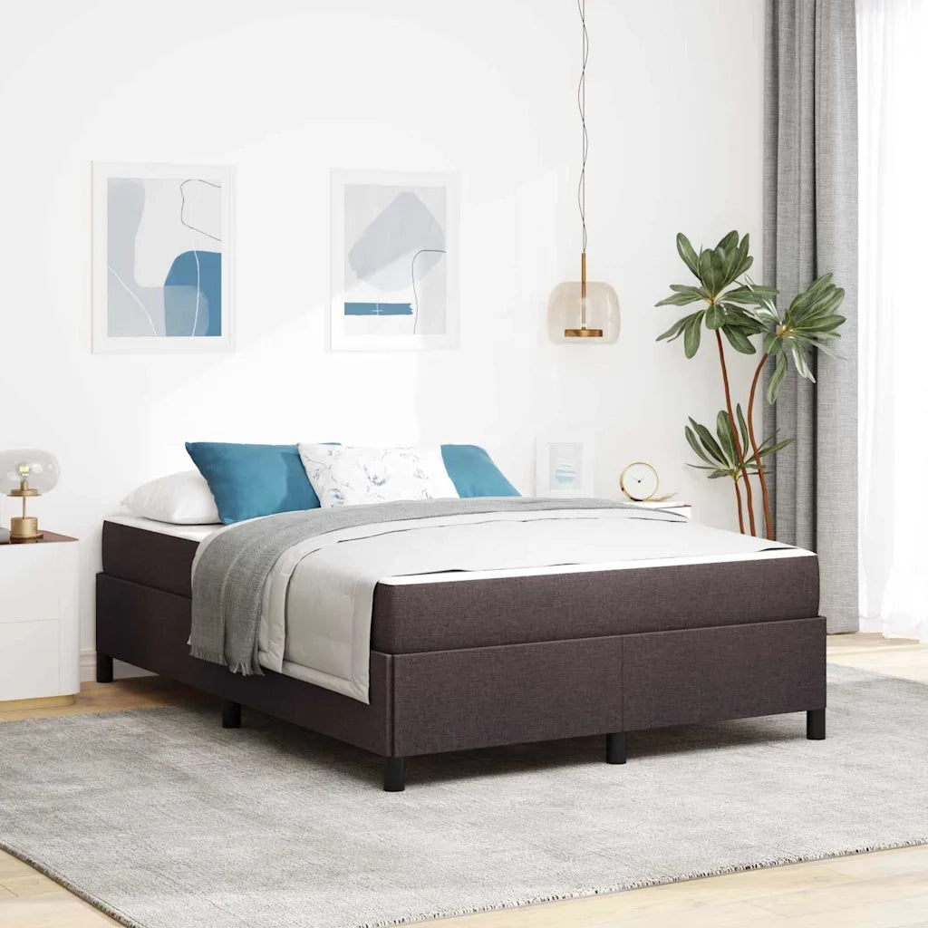 Letto a molle Marrone Scuro 140 x 200 cm Tessuto