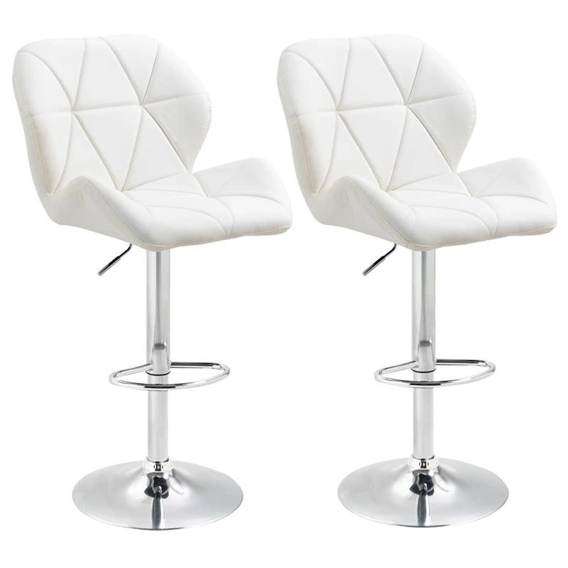 SET 2 SGABELLI GIREVOLI CON ALTEZZA REGOLABILE RIVESTIMENTO BIANCO