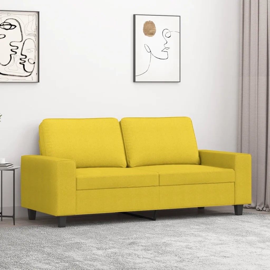 Divano a 2 Posti-Sofa 2 Posti Giallo Chiaro 140 cm in Tessuto 376386