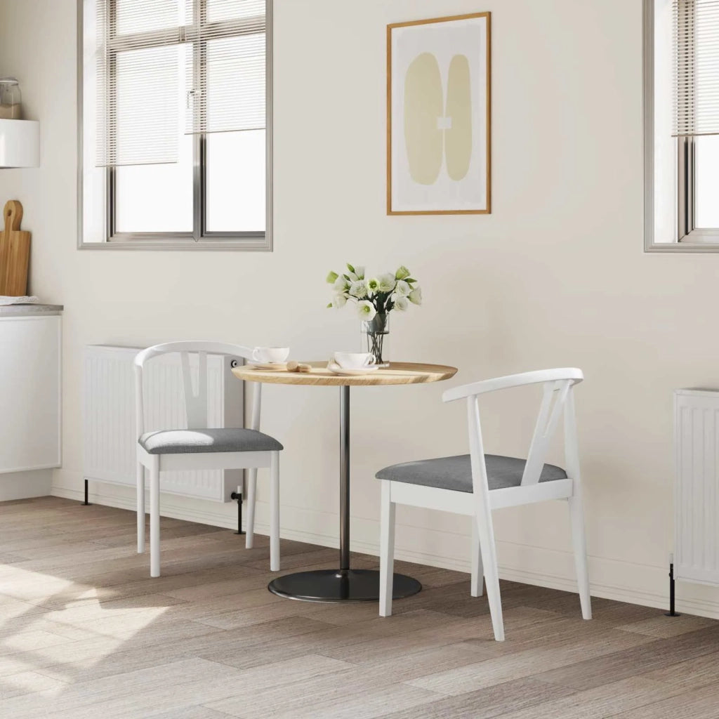 Sedia da pranzo 2 pcs Bianco e Grigio Legno di gomma solido 42020406