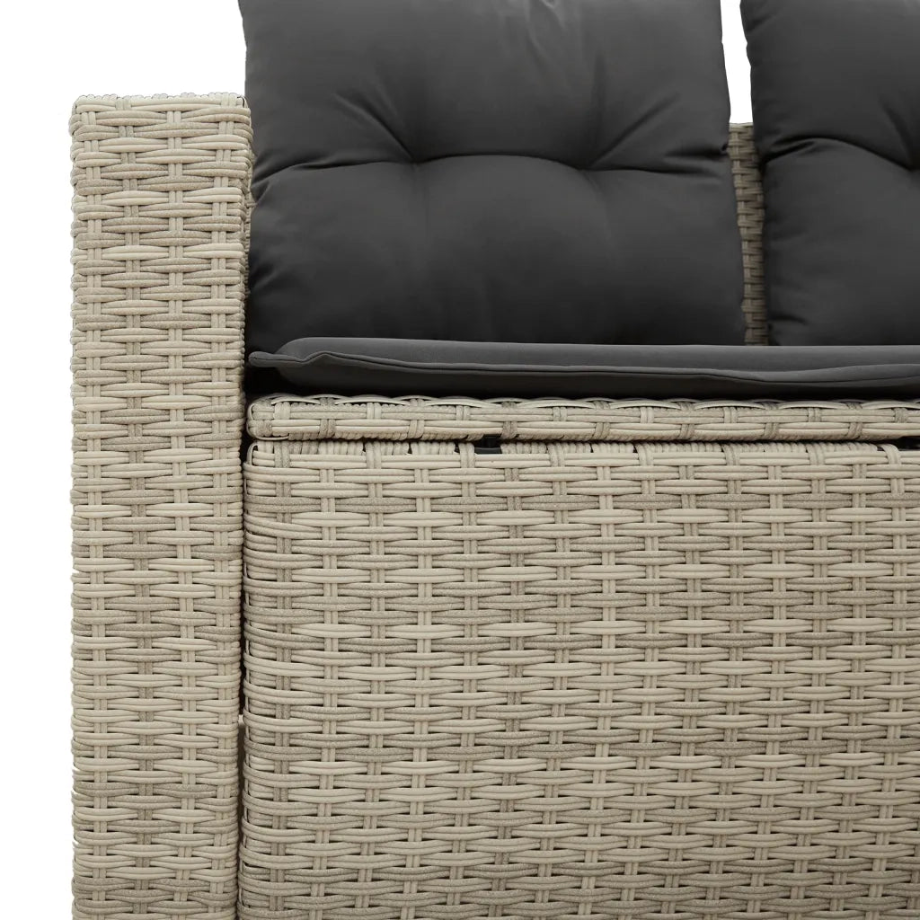 Divano da Giardino con Cuscini 2 Posti Grigio Chiaro Polyrattan 366195