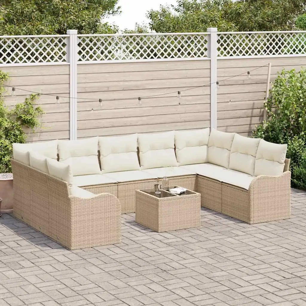 Set Divano da Giardino Beige polyrattan
