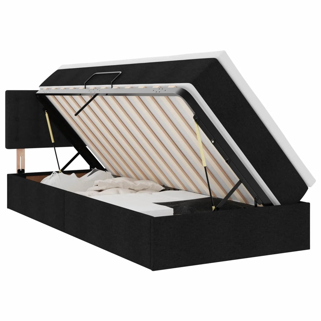 Letto con contenitore e LED con led Nero 100 x 200 cm Tessuto 3371252