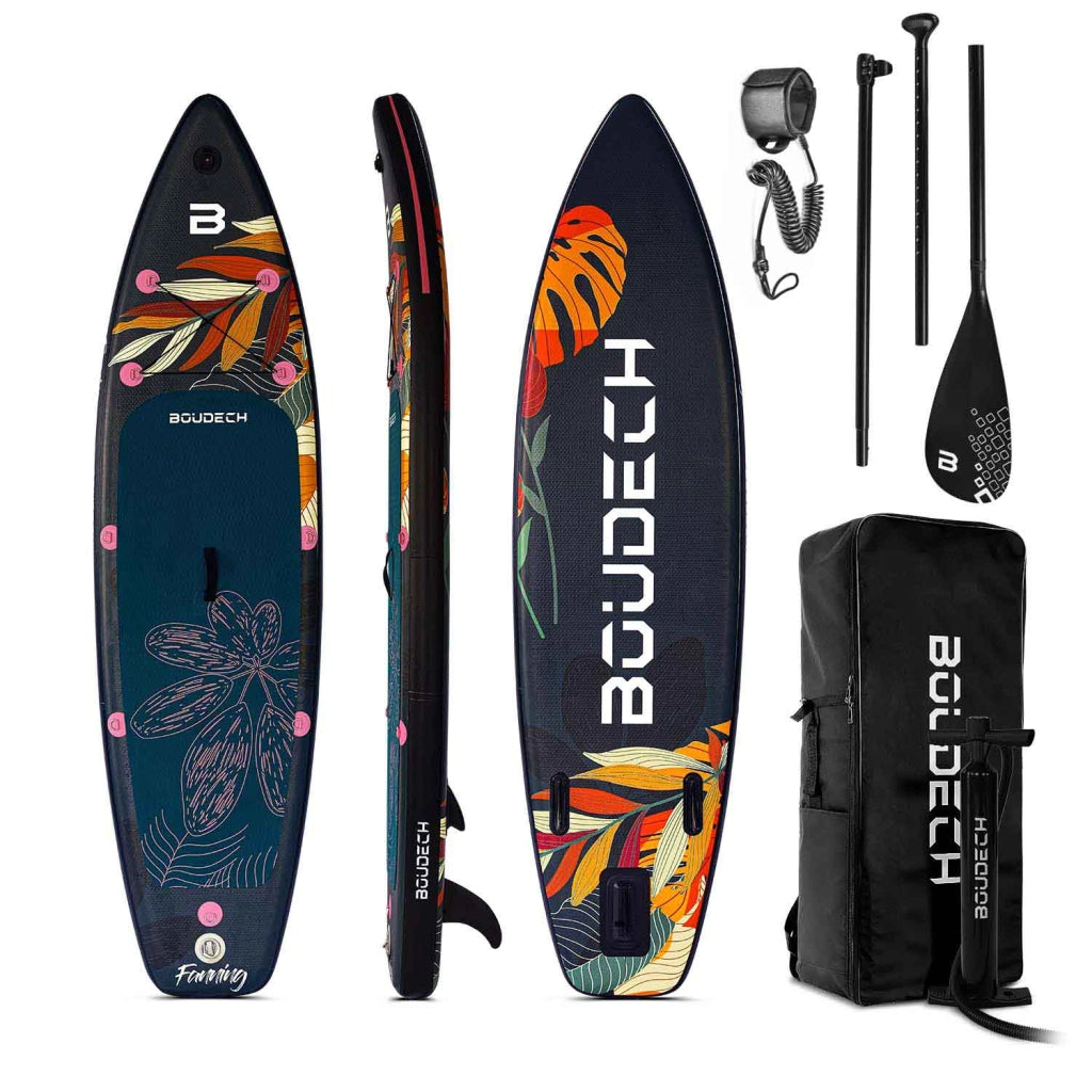 Stand Up Paddle Board Flatwater/Touring Carissa Jungle - Tavola da SUP gonfiabile 300X75X15 cm con pagaia regolabile, cavigliera, gonfiatore, kit riparazione e borsa da trasporto. Peso Max 140kg