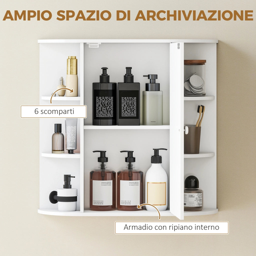 Mobile Bagno con Specchio e Ripiani ¨C Zephmum ¨C Bianco 66x17x63 cm