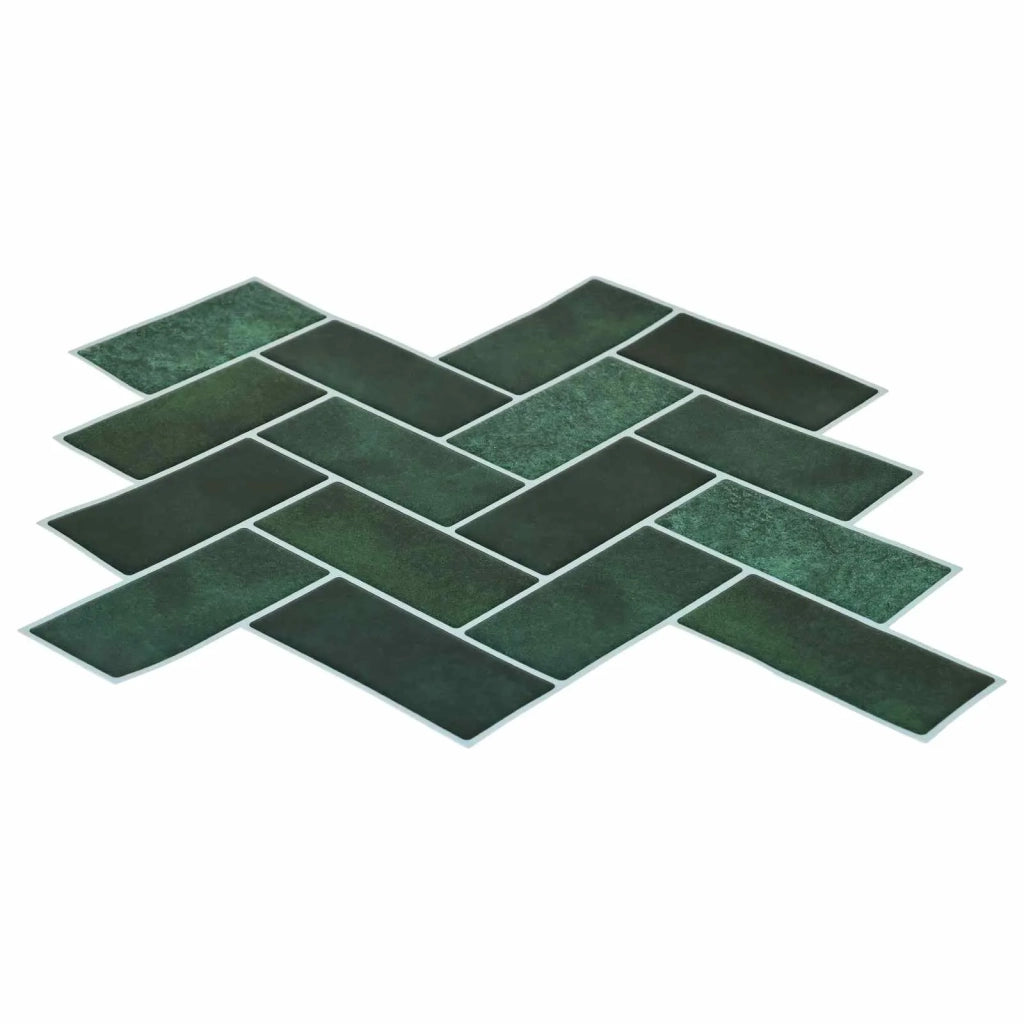 Piastrella a Spina di Pesce 10 pcs Verde Scuro 30 x 30 cm 42046189