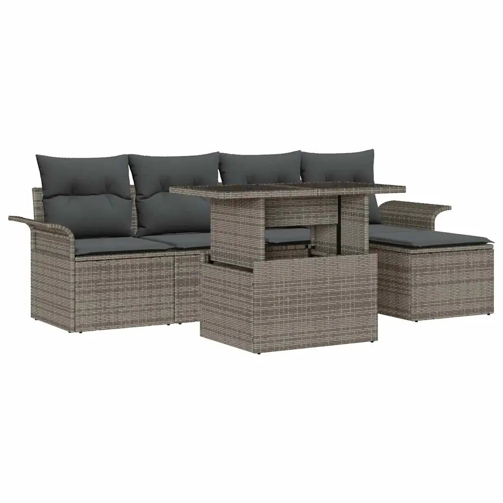 Set Divano da Giardino con cuscino 6 pcs Grigio polyrattan 3348265