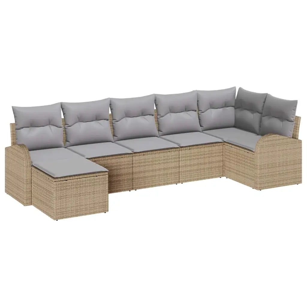 Set di divani con cuscino 7 pcs Beige polyrattan 3354799