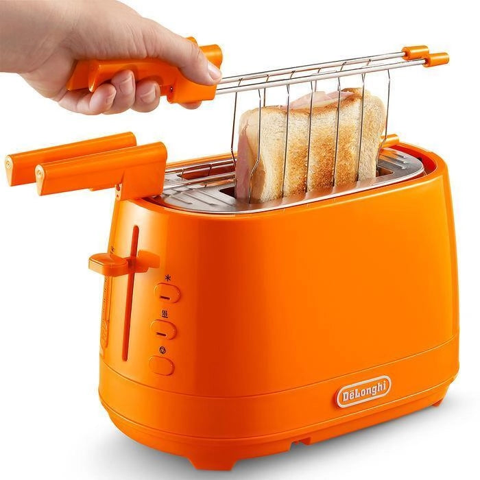 De'Longhi CTLAP2203.O Tostapane 2 fette 550 W funzione scongelamento e riscaldamento griglia panino colore Arancione
