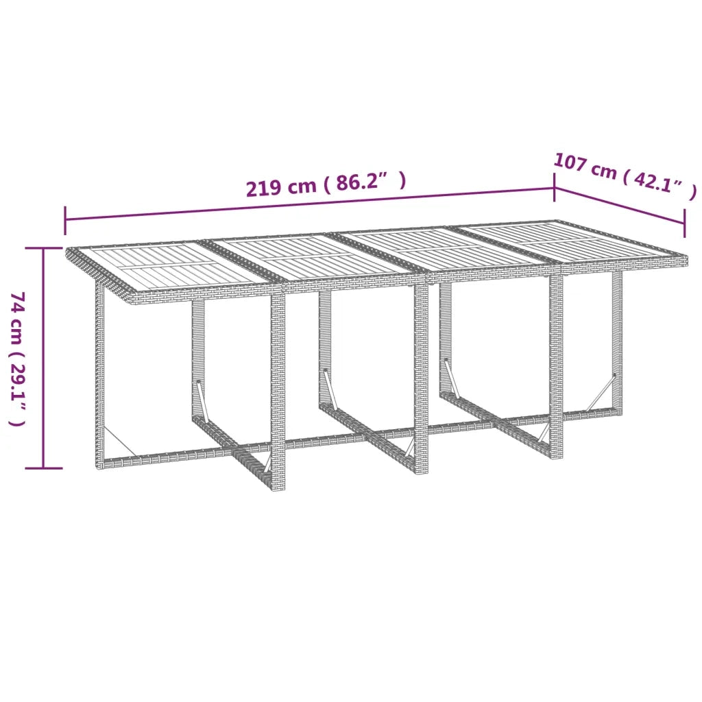 Set da Pranzo da Giardino 9 pz con Cuscini in Polyrattan Beige 3095581