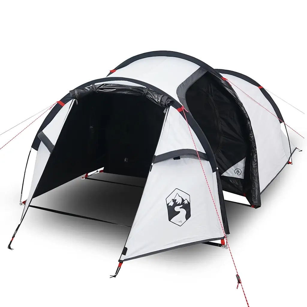 Tenda Campeggio a Tunnel 2 Persone Bianca Tessuto Impermeabile 94389