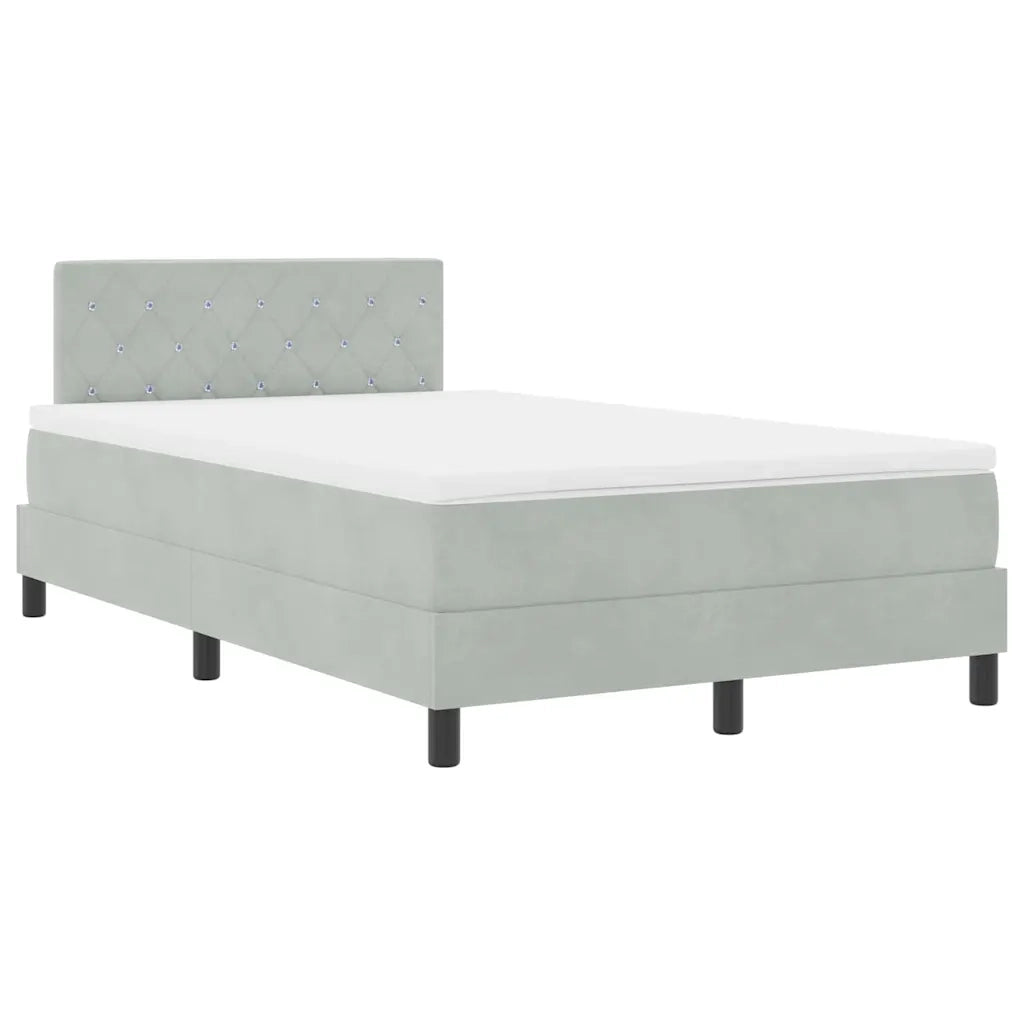 Letto a molle con materasso Grigio chiaro 120 x 200 cm Velluto 3339098