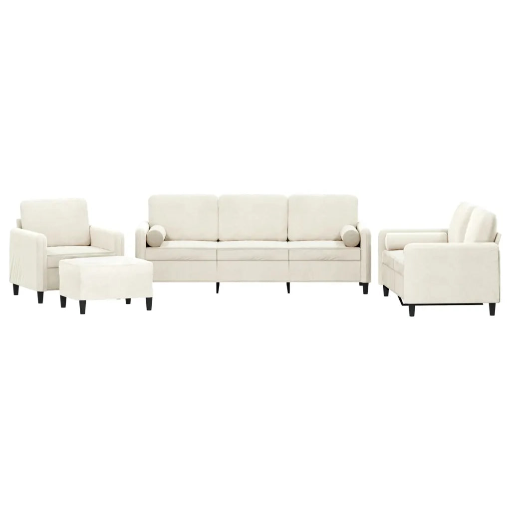 Set di Divani 4 pz con Cuscini Crema in Velluto 3201972
