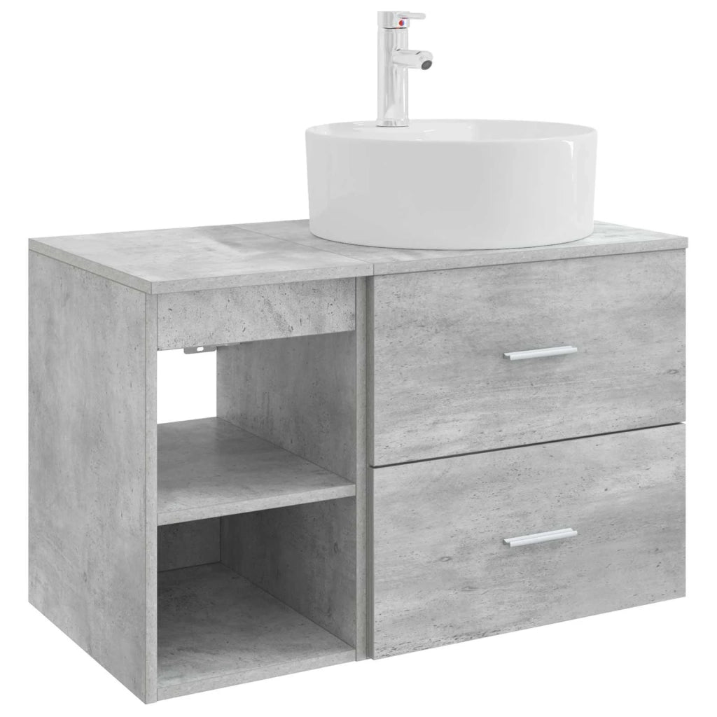Set di mobili per il bagno 2 pz Grigio Cemento 3403907