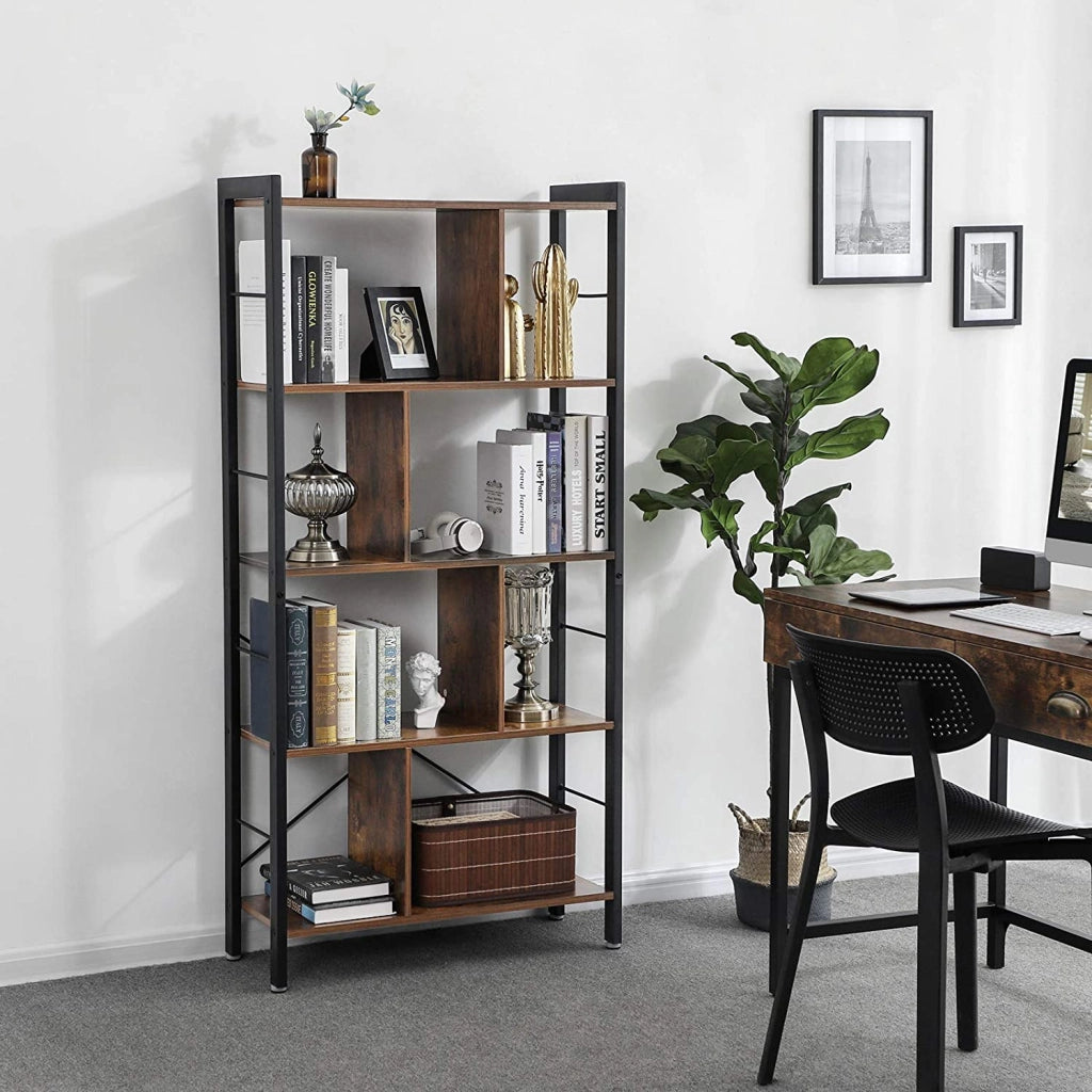 Libreria Valora LBC12BX in metallo marrone rustico a 5 ripiani