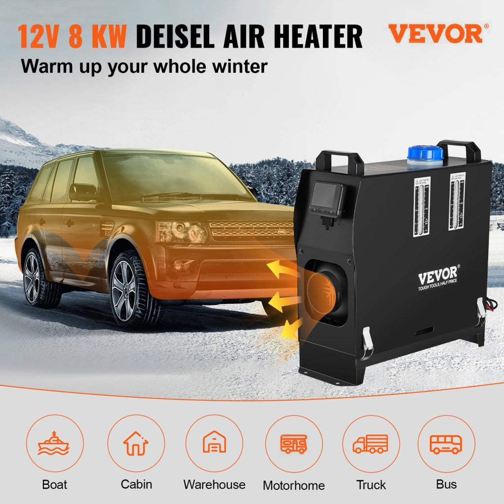 Riscaldatore ad Aria Diesel 8KW 12V Riscaldatore da Parcheggio con Display LCD e Telecomando per Camper Camion Barca Roulotte