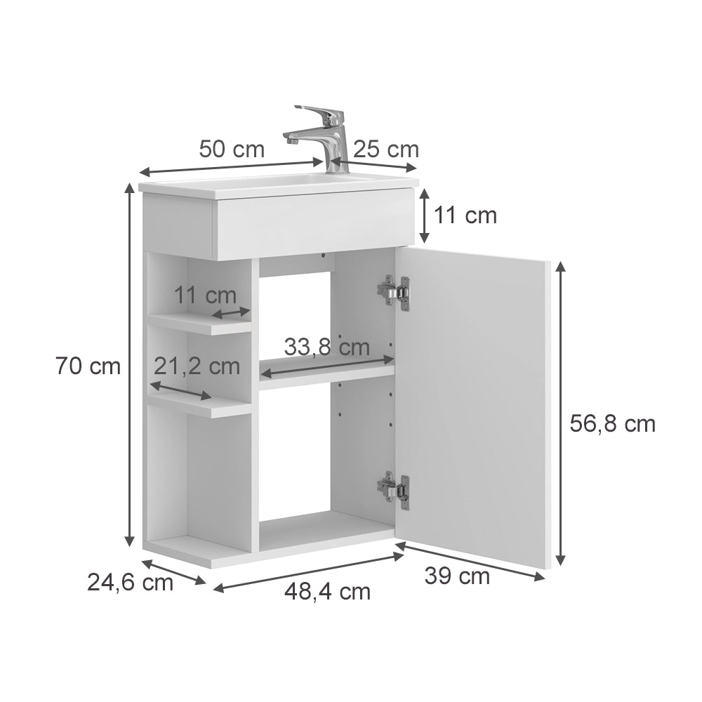 Vicco Set mobili bagno Bianco 2 parti, con lavabo