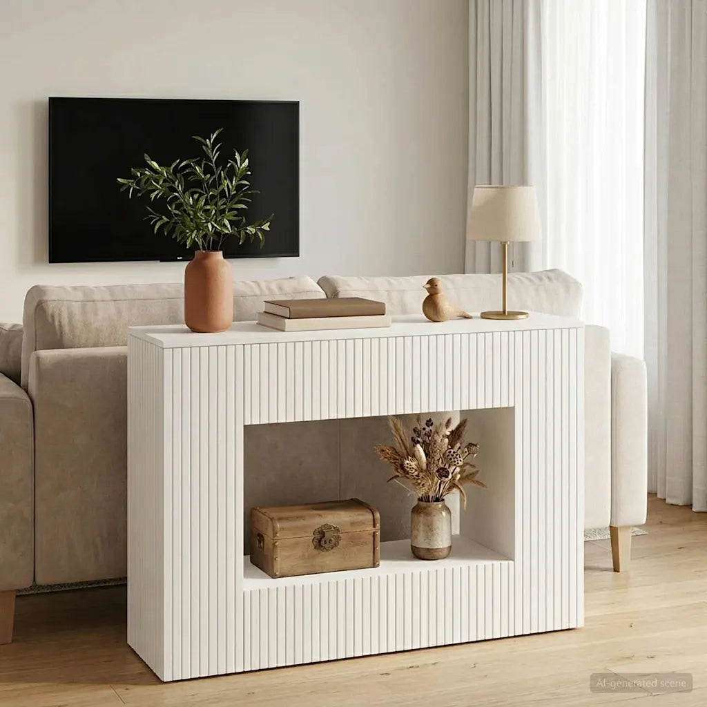 Tavolo consolle Rigato Bianco Lucido 101 x 29 x 74 cm 899881