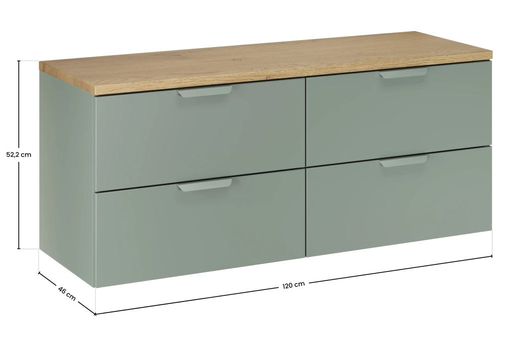 Set mobili bagno 120 cm con piano Aster Green 120 cm