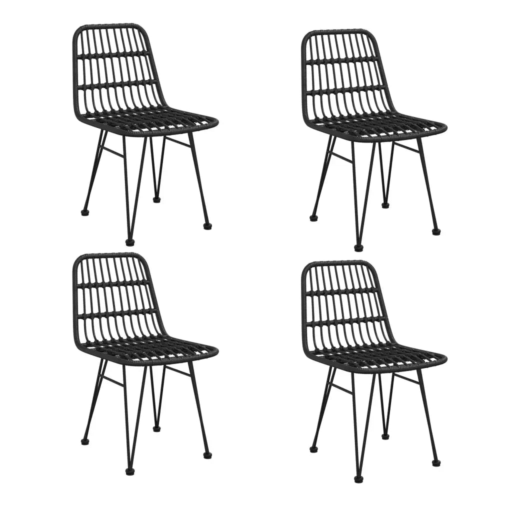 Set da Pranzo da Giardino 5 pz Nero in Polyrattan 3157840