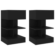 Set di 2 Comodini | Armadio da Notte | Mobiletto da notte Neri 40x35x65 cm