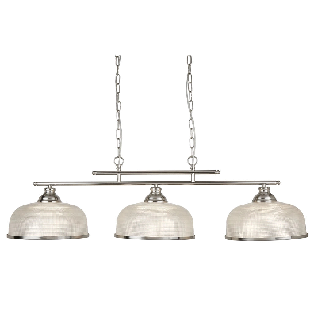 Lampadario Rustico Bistrot Ii Acciaio Argento Vetro Trasparente 3 Luci E27