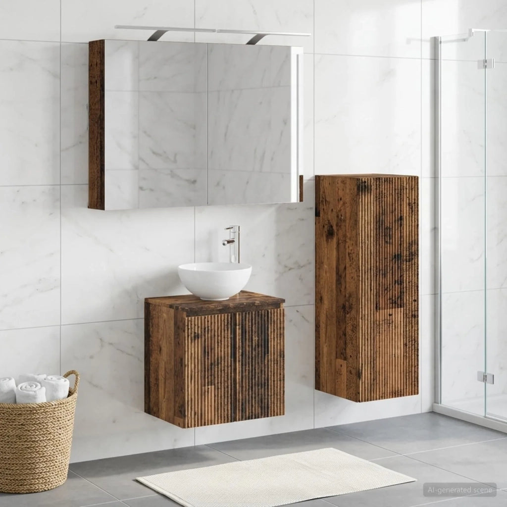 Set di mobili per il bagno 4 pz Legno antico 3407413
