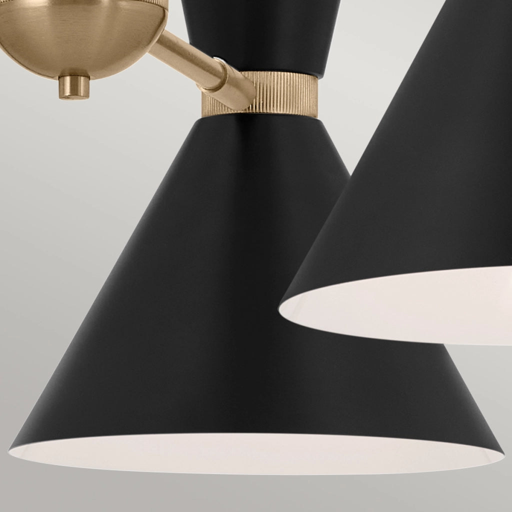 Sospensione Kichler Phix oro/nero con 3 paralumi 6xE27