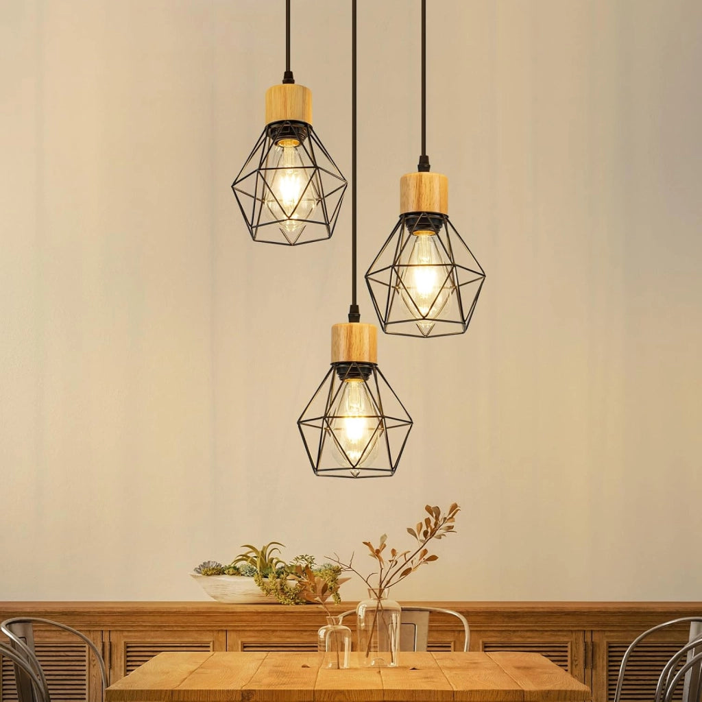 Lampada a sospensione ZMH 3 fiamme vintage nera E27 Decorazione per sala da pranzo