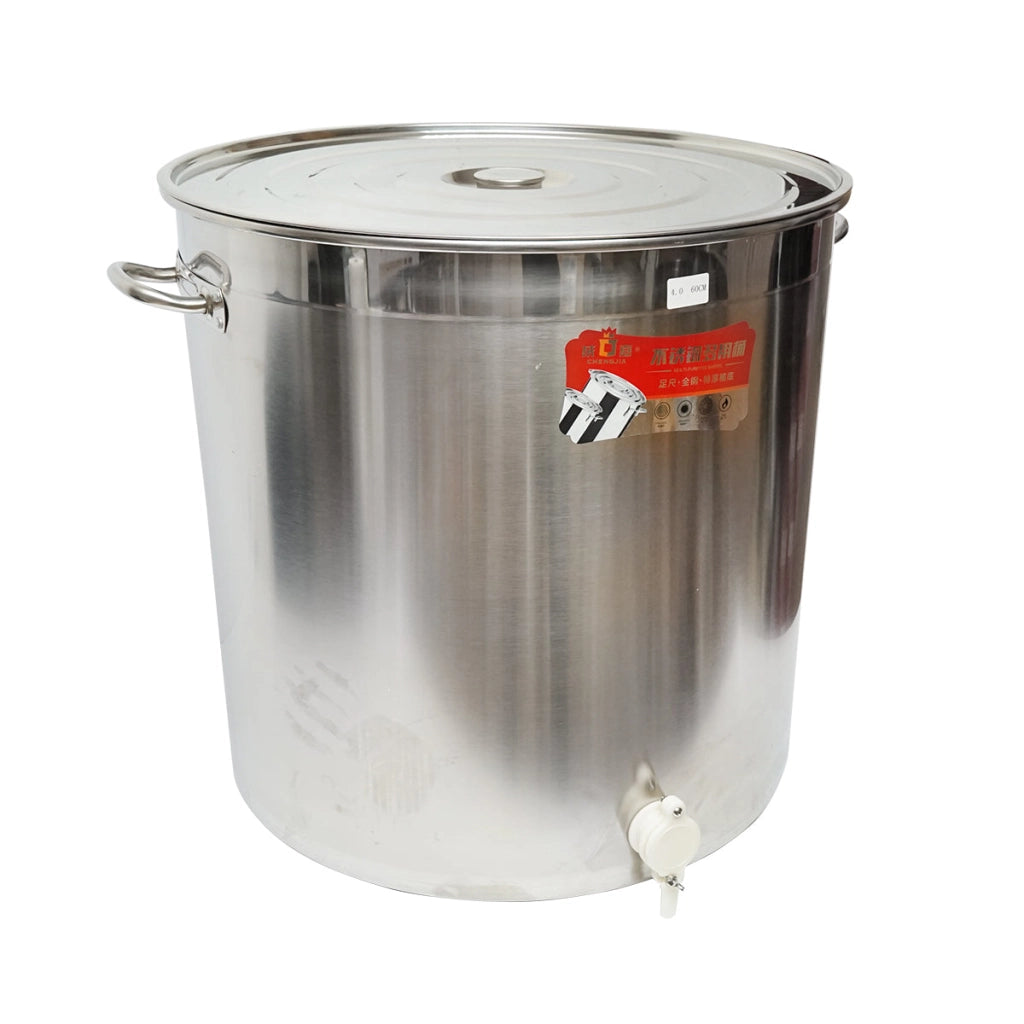 Maturatore in acciaio inox con coperchio per miele, capacità 200 kg