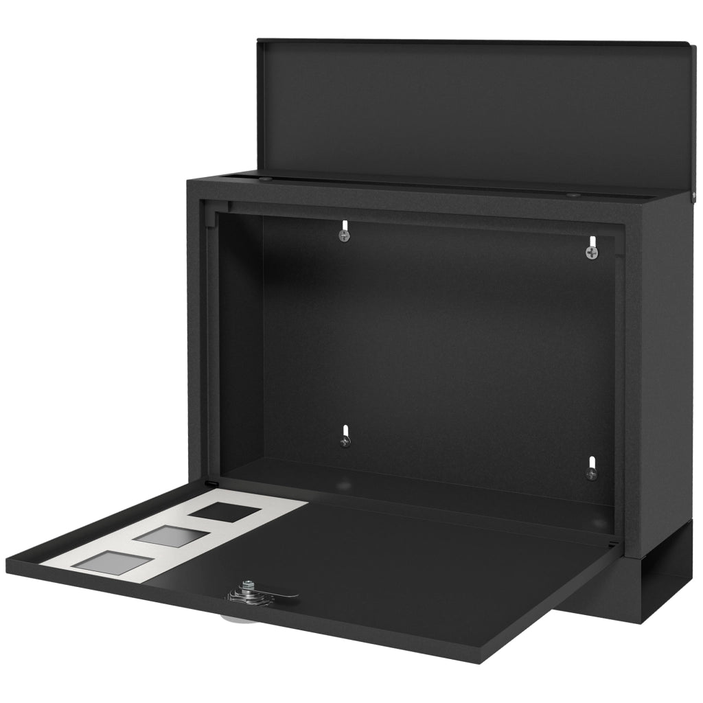 Cassetta Postale in Metallo ¨C Xylo ¨C Nero, con Serratura, 36,5x11,5x29 cm