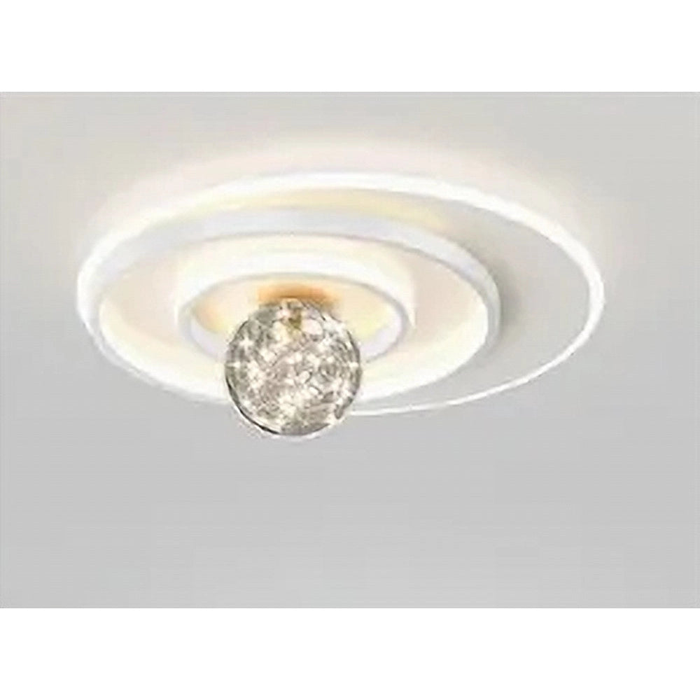 Trade Shop - Plafoniera Led 48w Cerchio Spirale Bianco Sfera Lampadario Tondo Luce Naturale 70753 -