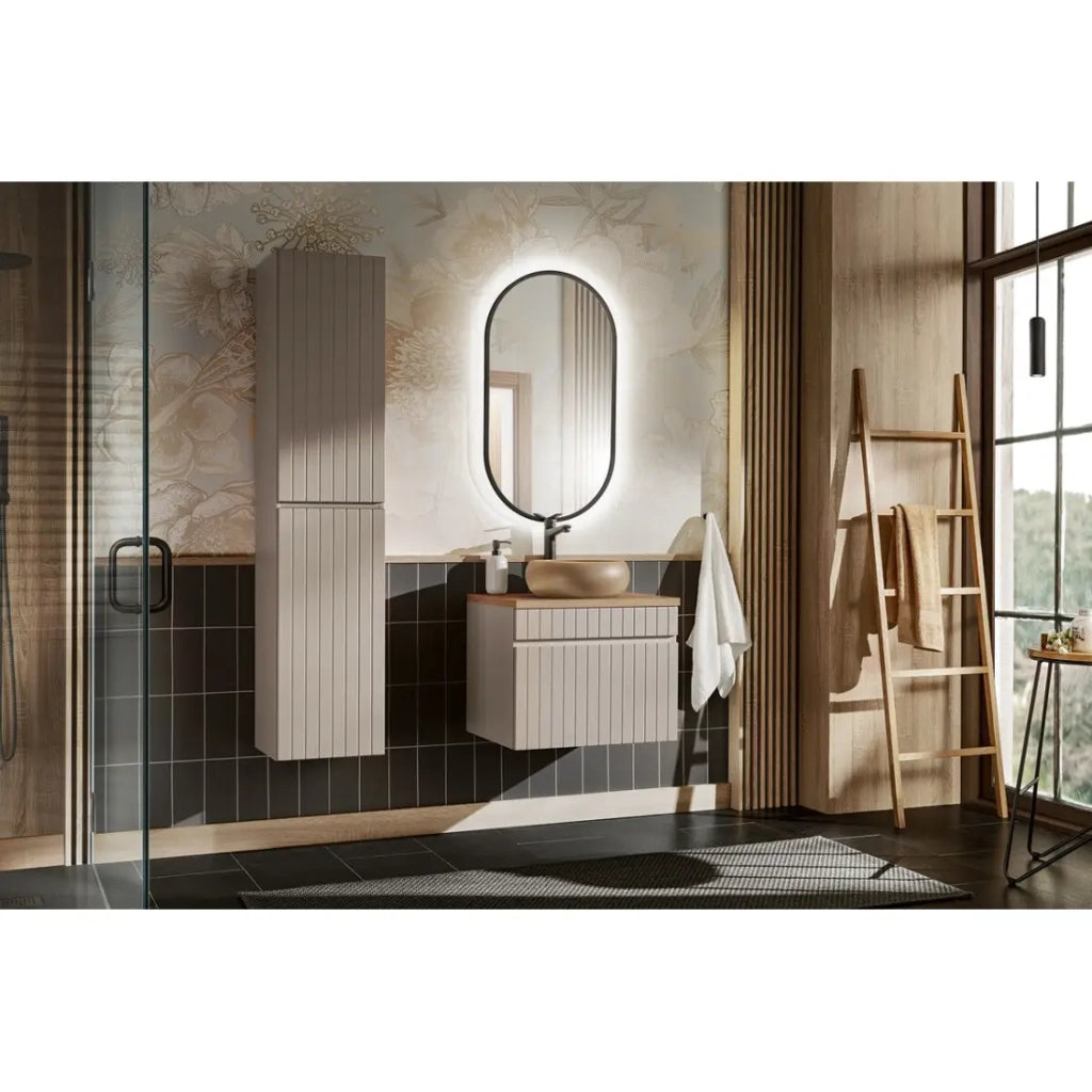 Specchio da bagno LED nero ovale 90x50 cm ultra sottile