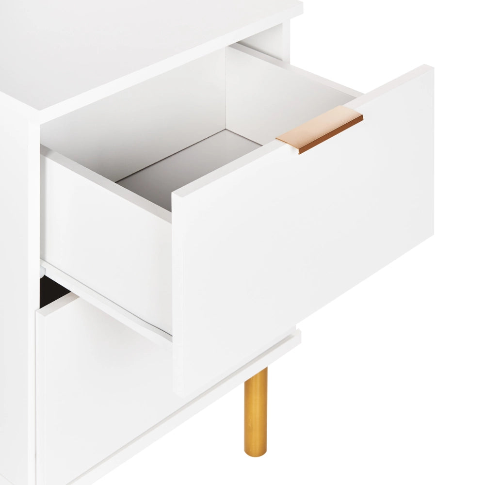 Comodino oro bianco 2 cassetti Camera da letto moderna e retrò