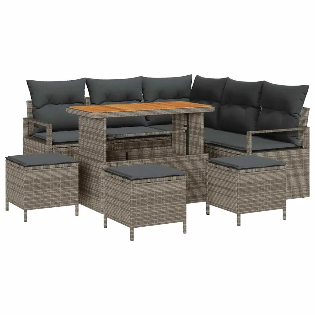 Set Divano da Giardino con cuscino 9 pcs Grigio 3364483