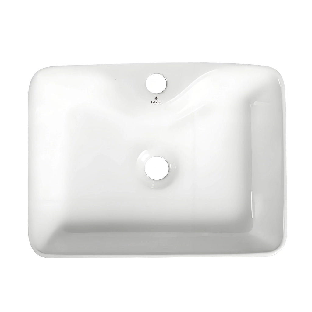 Lavabo da appoggio rettangolare ceramica 47 cm Bianco