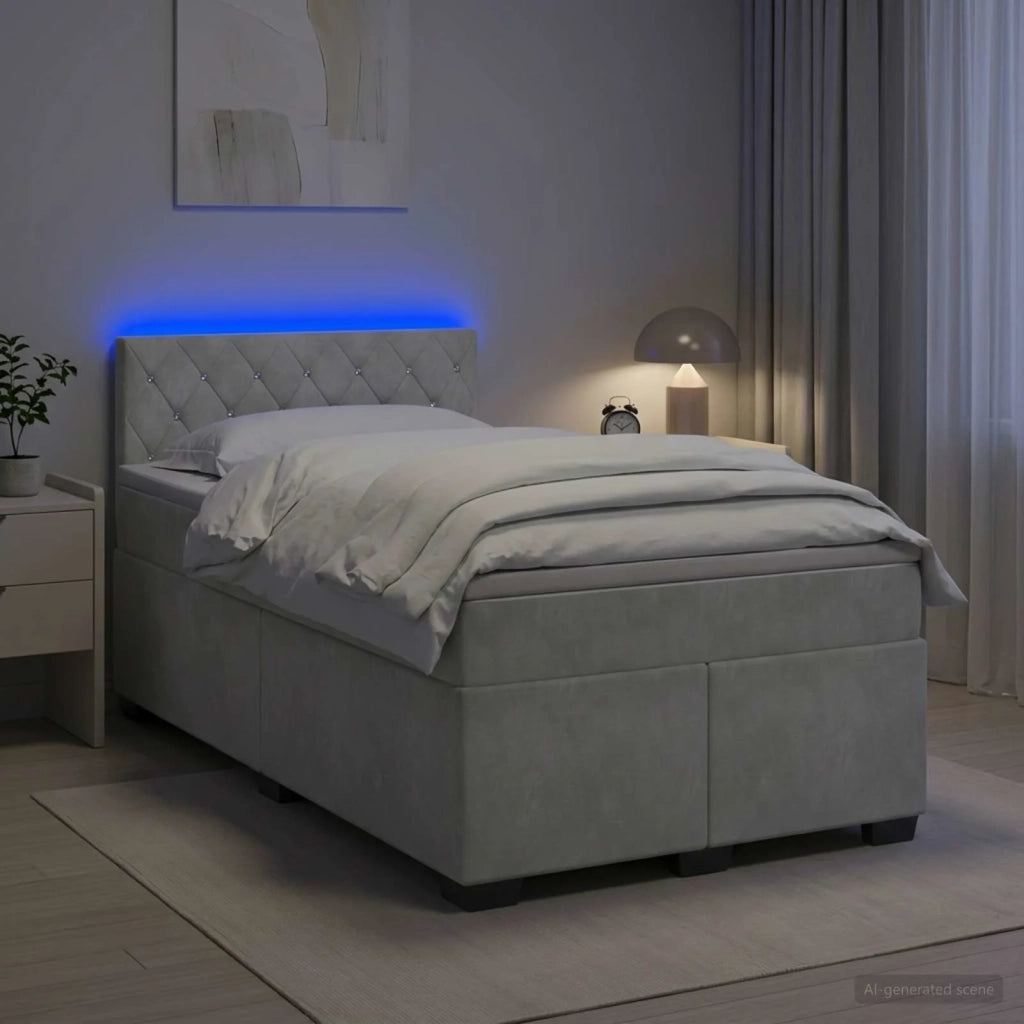 Letto box spring con materasso Grigio Chiaro 120 x 190 cm 3453095