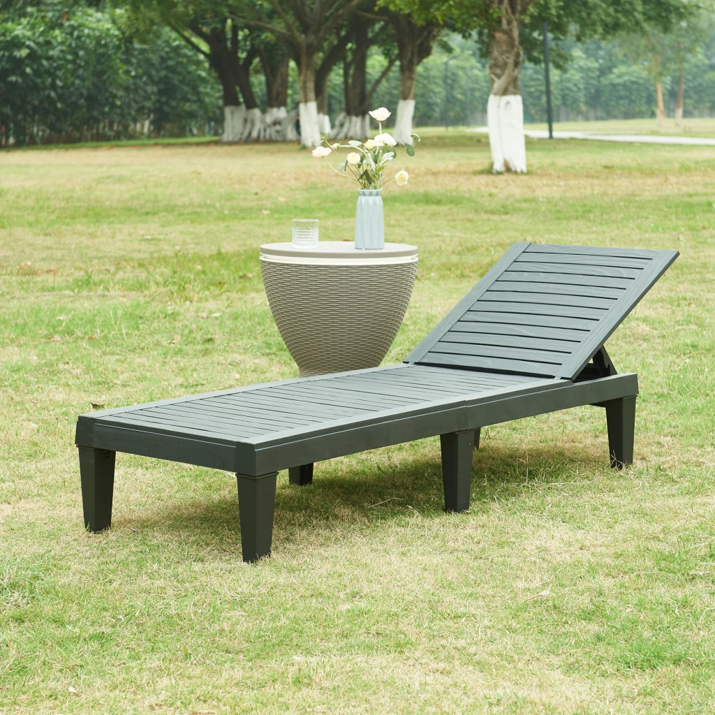 Lettino Prendisole Ateleta in Plastica - Nero Effetto Legno casa.pro