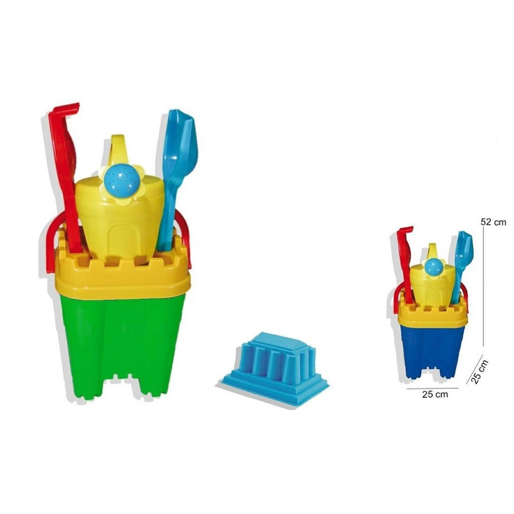 Trade Shop - Set Secchiello Castello Innaffiatoio Accessori Per Spiaggia Mare 25x52cm 113063 -