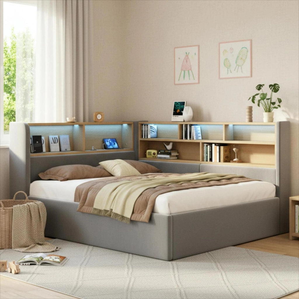 LETTO 140x200 cm con contenitore idraulico, velluto grigio