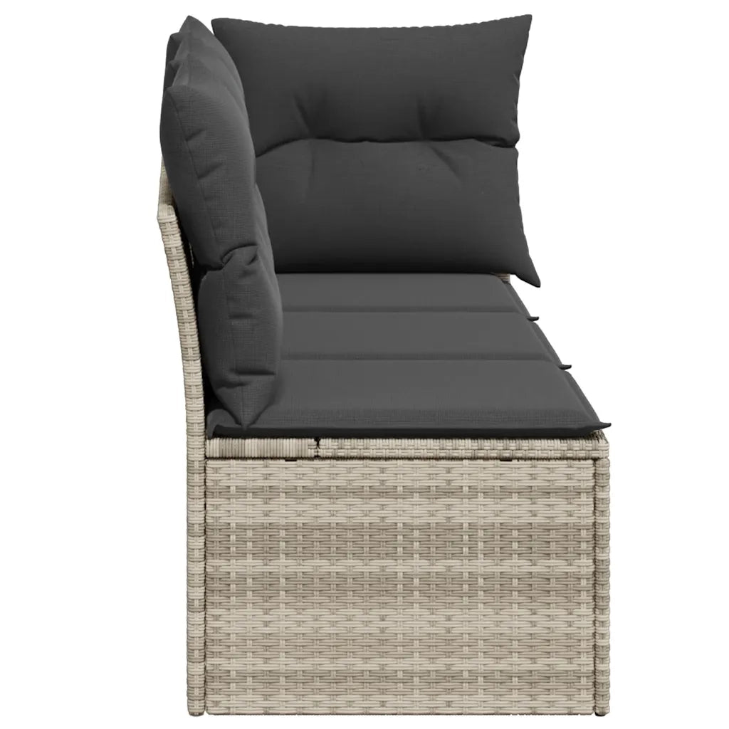 Divano da Giardino con Cuscini 3 Posti Grigio Chiaro Polyrattan 366193