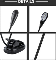 Lampada da lettura con LED e due bracci regolabili, opaca, con illuminazione da sotto.