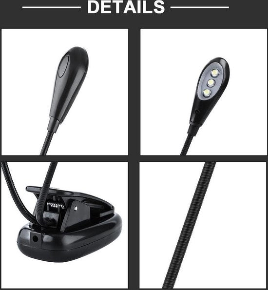 Lampada da lettura con LED e due bracci regolabili, opaca, con illuminazione da sotto.