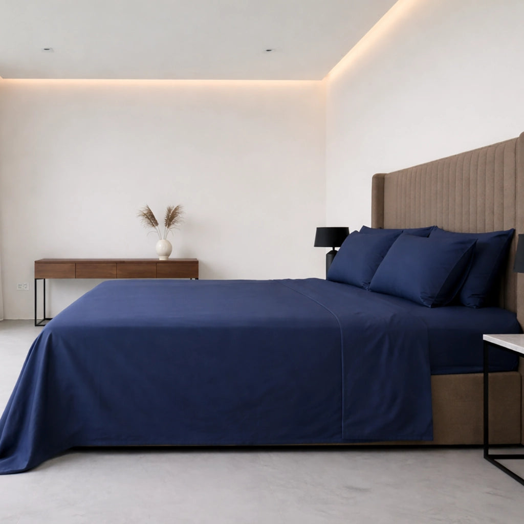 Sarenina, set Completo Letto Piazza e Mezza in Policotone, blu