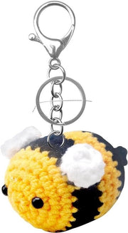 Sostituto di Chiave con Disegno di Api - Api Piccole - Hummel - Fatto a Maglia di Cotone - Dolce - Sostituto di Chiave - Giallo - 8cm